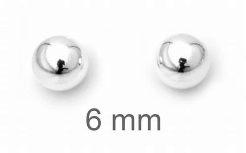 925 Sterling Silver Ball Stud Earrings 10 Sizes 2/3/4/5/6/7/8/9/10/11 mm image 7