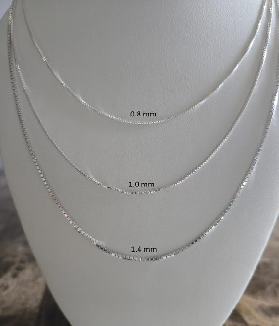 Solid Sterling Silver Box Chain Necklace
