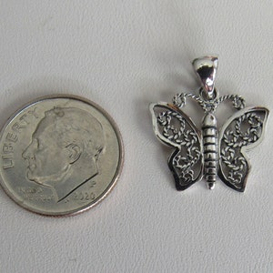 925 Sterling Silver Filigree Butterfly Pendant - 14 MM