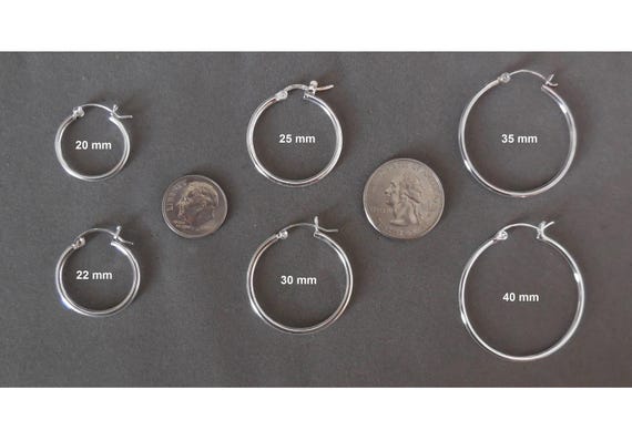 Hoop Earrings 1mm x 30mm Clip Post Sterling Silver Hoop Earrings 1mm x 30mm Clip Post Sterling Silver