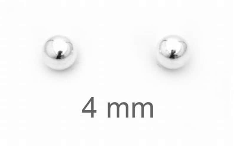 925 Sterling Silver Ball Stud Earrings 10 Sizes 2/3/4/5/6/7/8/9/10/11 mm image 9