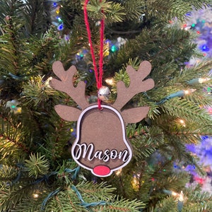 Personalized Christmas ornament | reindeer ornament | Santa’s reindeer ornament | Rudolph ornament | Kids Ornament | Custom Ornament | wood