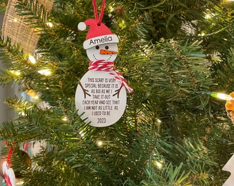 Snowman Growth Ornament | Personalized Ornament | Child's Ornament | Christmas Ornament | Snowman Height Ornament |