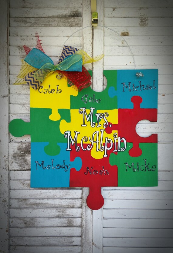 Items similar to Autism Puzzle Home or Classroom Door Hanger on Etsy