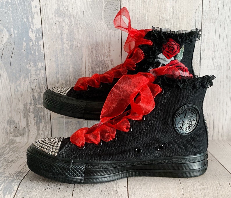 Gothic Converse Wedding Shoes Gothic Wedding Punk Shoes | Etsy