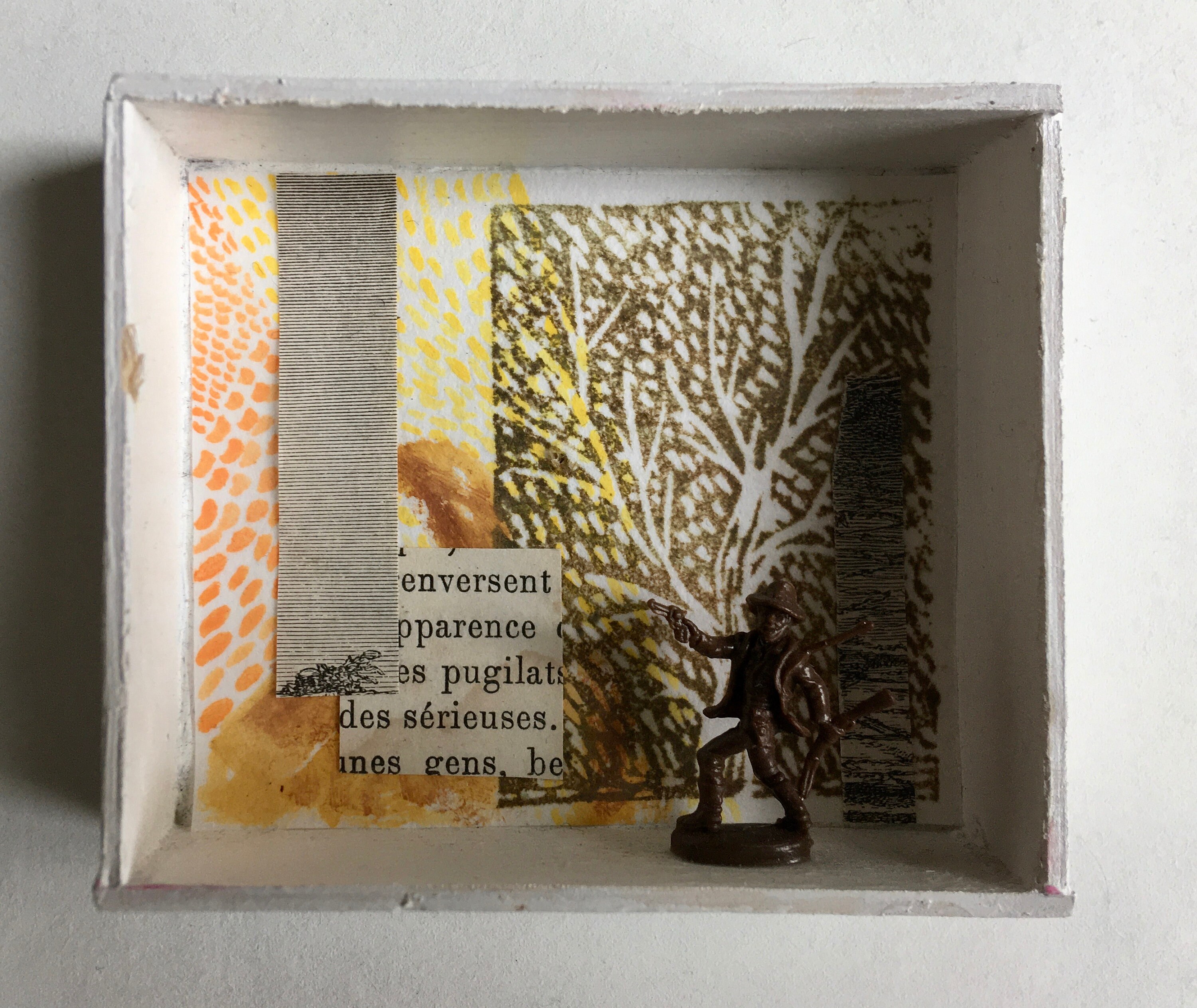 Petit Diorama Western avec Un Jouet Vintage Cowboy Poème Visuel