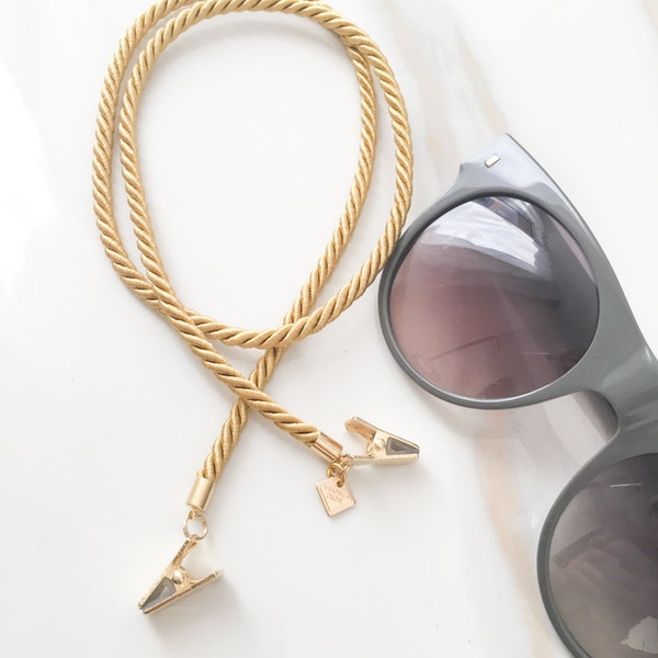Glasses Chain - Thin Gold Twisted Cord Sunglasses & Eyeglasses Cord - Mask Chain