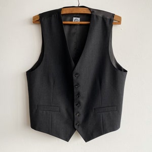 Mens Wool Blend Vest Gray Classic Wool Steampunk Waistcoat Gentlemen&#39;s Victorian Edwardian Back To School Mens Dress Up Clothes Size XL