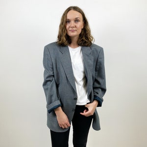 Vintage Gray Houndstooth Tweed Blazer Grayish Pure Wool Lined Tweed Jacket Geay Blazer Sportcoat Jacket Casual Office Jacket Size Large Coat