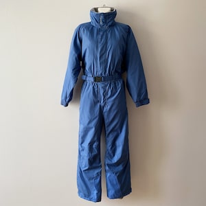 Vintage 90s Light Blue Ski Suit: One Piece Snowsuit, Size Small