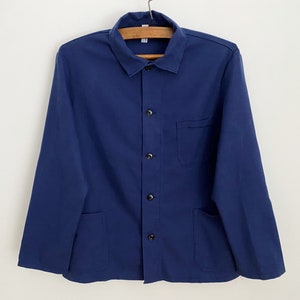 Blue Chore Jacket Vintage Utility Workers Coat Blue Workwear Work Clothes Artist Wear Blue Uniform Jacket Blue French Work Coat Size Large