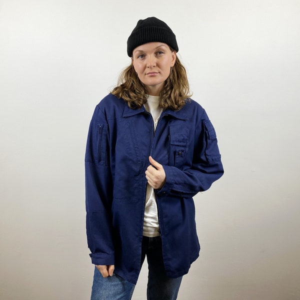 Navy Blue French Coat Vintage Utility Workers Coat Blue Workwear Work Clothes Artist Wear Blue Uniform Jacket Blue Chore Jacket Size Medium