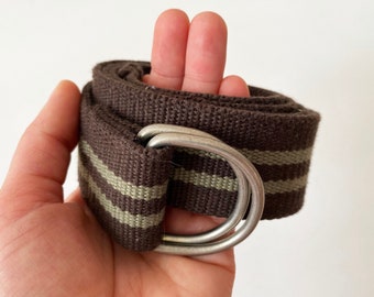 Ceinture de coton rayé marron Beige Army Canvas Belt Brown Striped Canvas Belt Hipster Belt Unisexe Belt Army Canvas Belt Beige Brown Belt