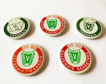 Vintage USSR Referee Pin Badges, Set of 5