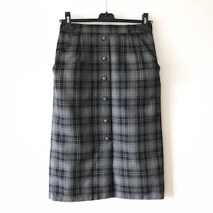 Grey plaid skirt etsy hot sale