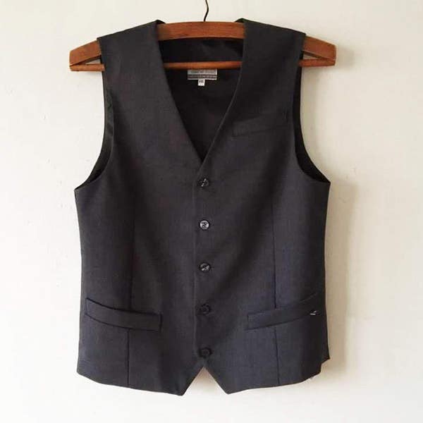 Mens Vest Gray Classic Formal Vest Wool Steampunk Waistcoat Gentlemen's Victorian Edwardian Back To School Mens Dress Up Clothes Size Medium