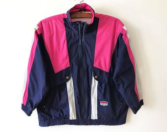 Vintage Colorblock Windbreaker Parka: Pink & Blue Activewear jacket, Size S