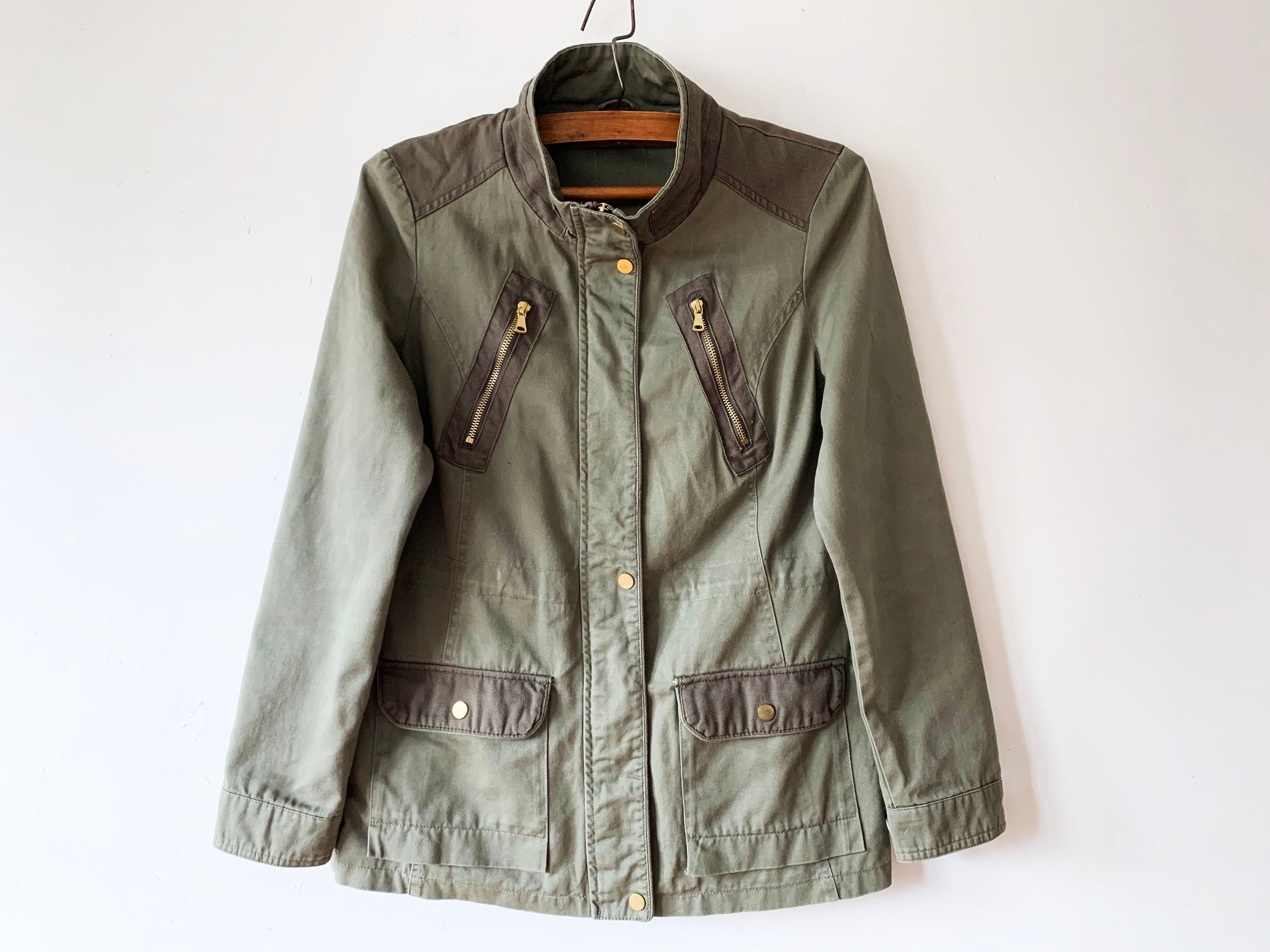 Khaki Green Women's Jacket Green Cotton Thin Windbreaker Etsy