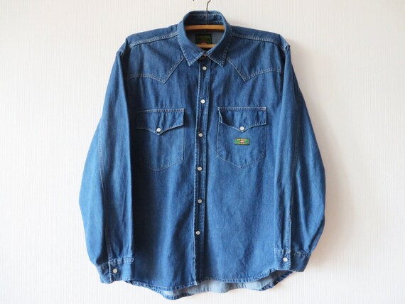 mens dark blue denim shirt