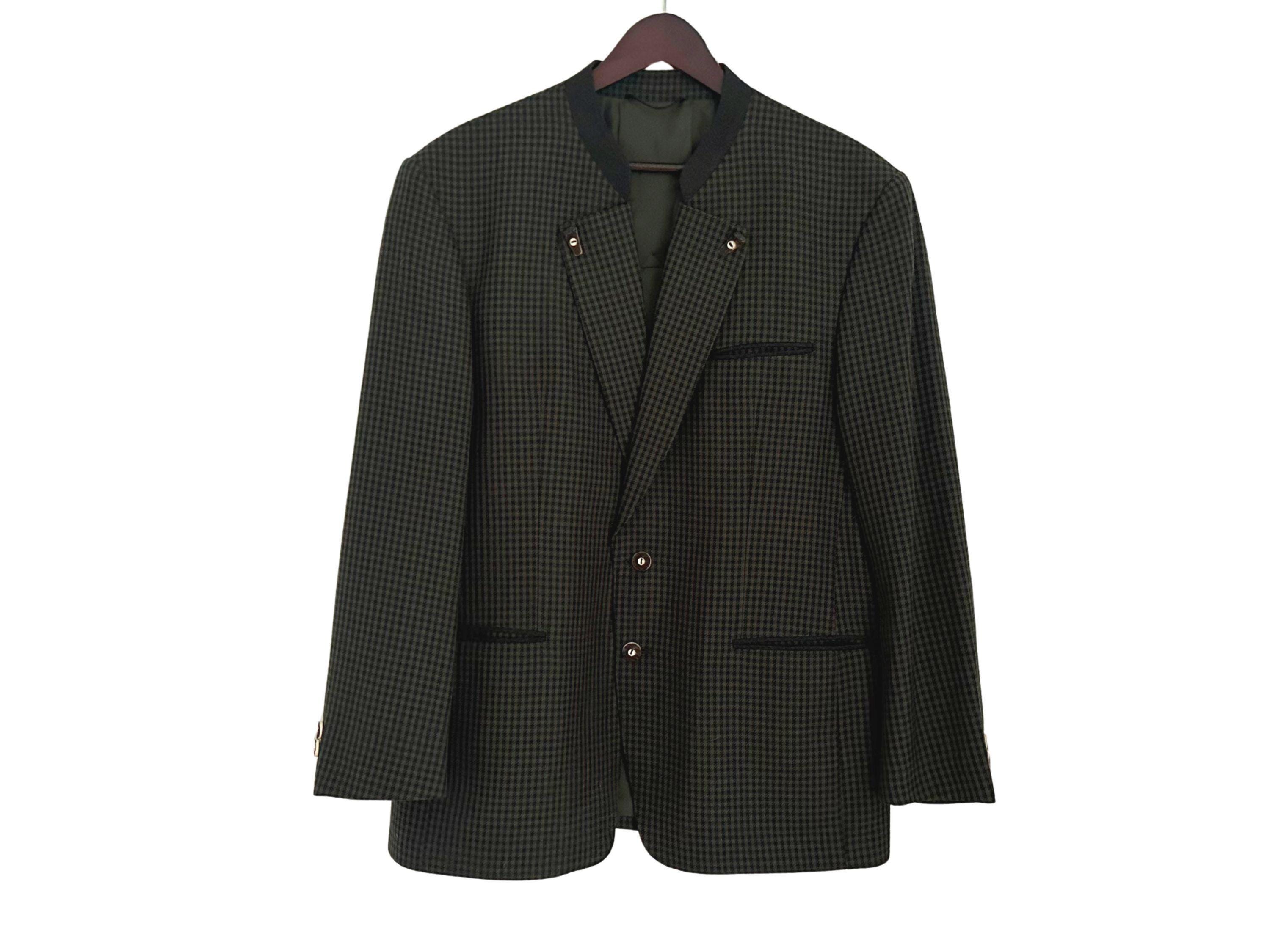 Loden Mohair Tyrolean Jacket khaki XL相当 Dark Khaki Green Loden Jacket: Traditional Austrian Tyrolean Wool