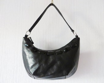 Black Faux Leather Purse Top Handle Handbag Zip Closure Vegan Leather Clutch Small Women's Handbag Theatre Evening Purse