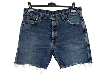 Vintage Wrangler Distressed Blue Cutoff Jean Shorts: 90s Grunge Jorts, W36