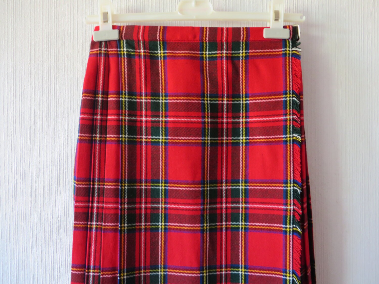 Rode Tartan geruite rok wol mix Schotse Kilt Wrap Skirt Belted | Etsy