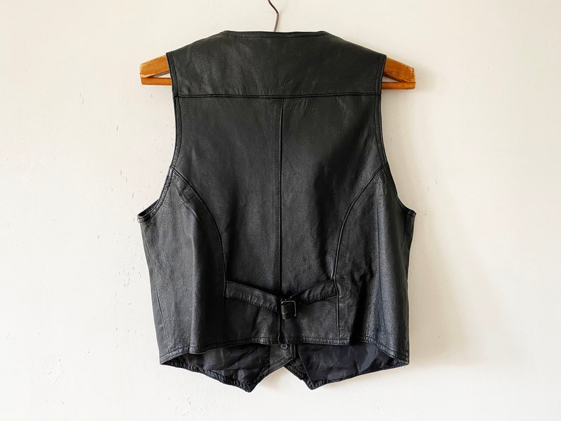Womens Black Real Leather Waistcoat Boho Dark Genuine Leather Biker Motorcycle Bohemian Hipster Clothing Women/'s Biker Waistcoat Size Large