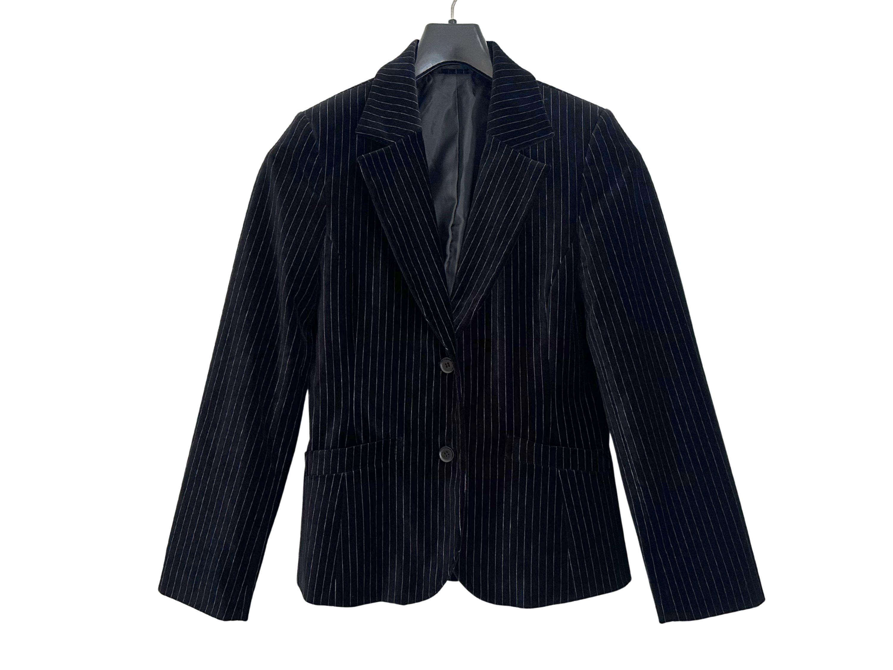 Black and White Striped Blazer Jacket