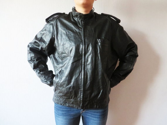 black leather jacket short