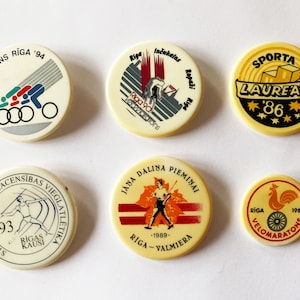Vintage Latvian Athletic Pins: USSR Era Collection