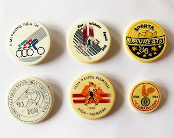 Vintage Latvian Athletic Pins: USSR Era Collection