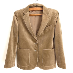 Vintage Corduroy Blazer: Women&#39;s Beige Brown Cotton Jacket, Size Small
