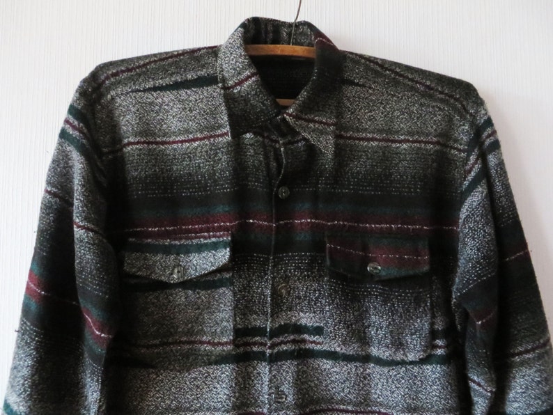 Vintage Hipster Shirt Black Striped Button Up Long Sleeve Button Up Surfers Bohemian Lumberjack Shirt Size Medium Hipster Fishermans Shirt