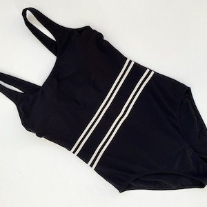 Vintage 90s Black One Piece Swimsuit: Athletic Bathing Suit, Medium