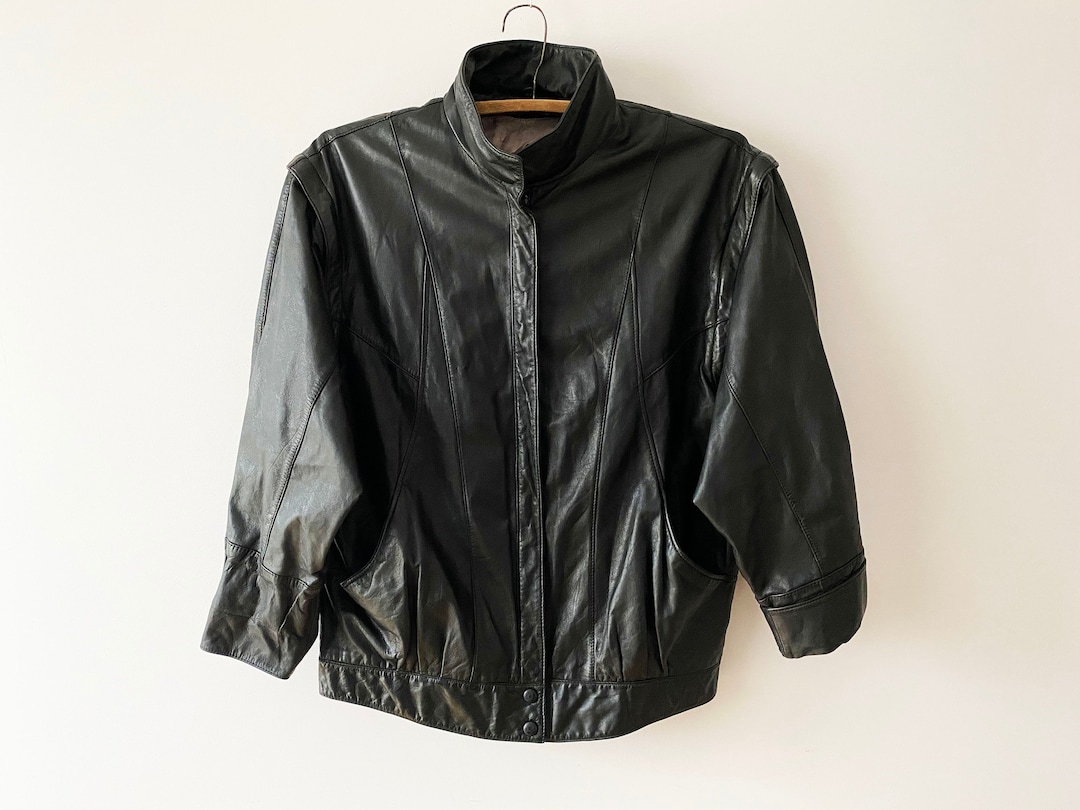 Vintage Leather Jacket Transformable to Vest Black Mens Biker Jacket
