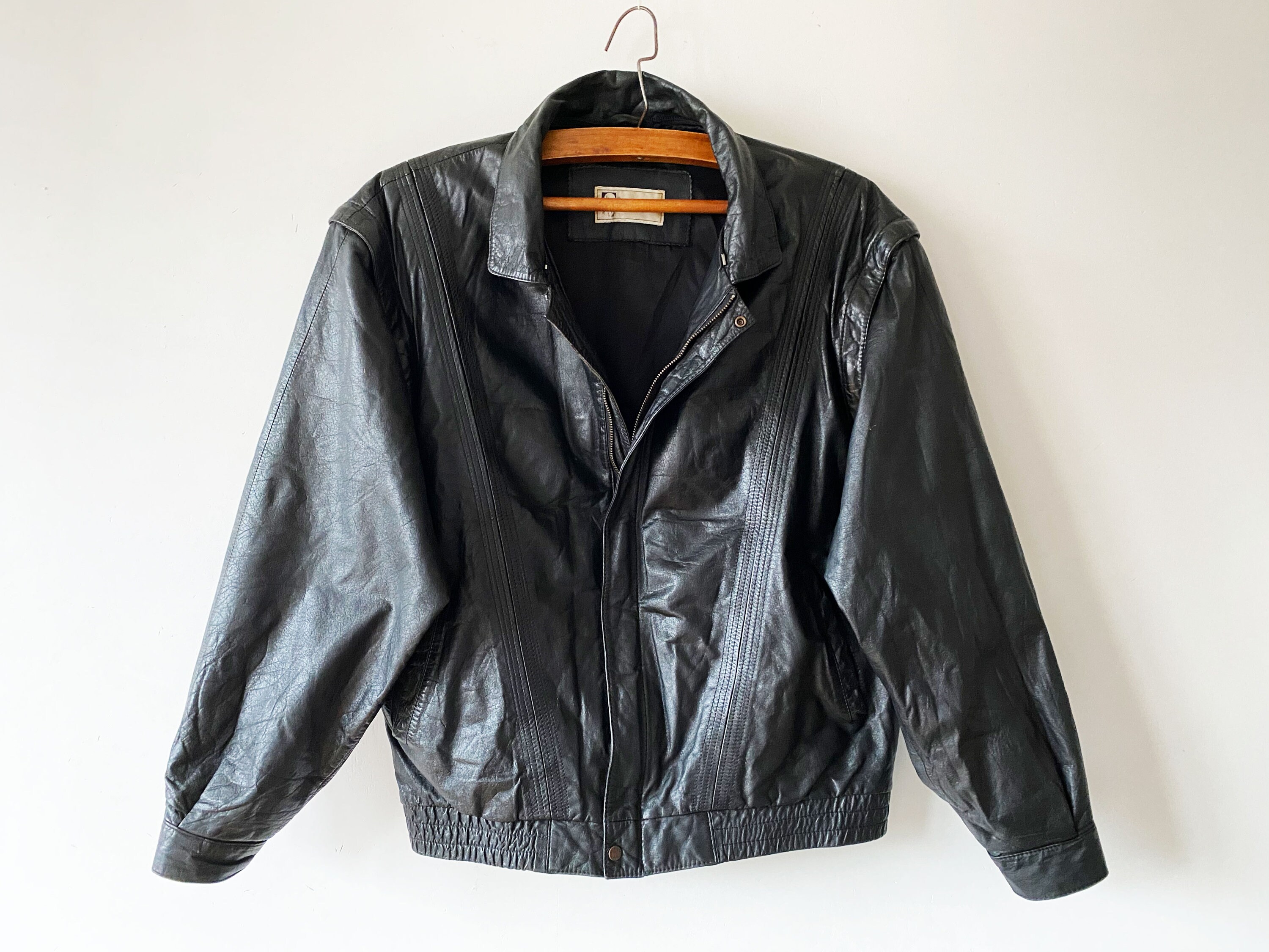 Vintage Leather Jacket Transformable to Vest Black Mens Biker Etsy