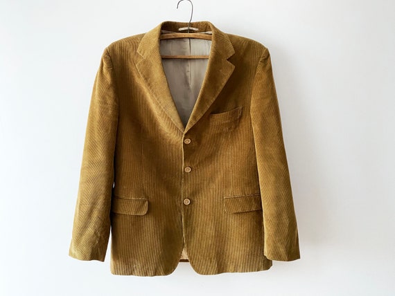 Beige Brown Corduroy Sports Coat Men's Light Brown