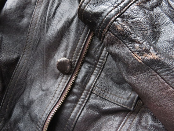 Vintage 80s Lamb Leather Bomber Jacket: Distressed Brown Biker