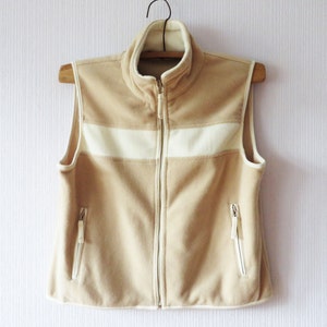 Light Beige Brown Warm Fleece Zipper Vest Sports Waistcoat Golf Hipster Clothing Size Medium To Large