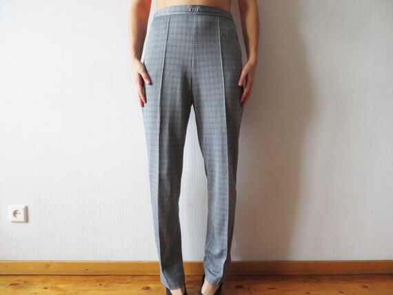 plaid tapered pants womens