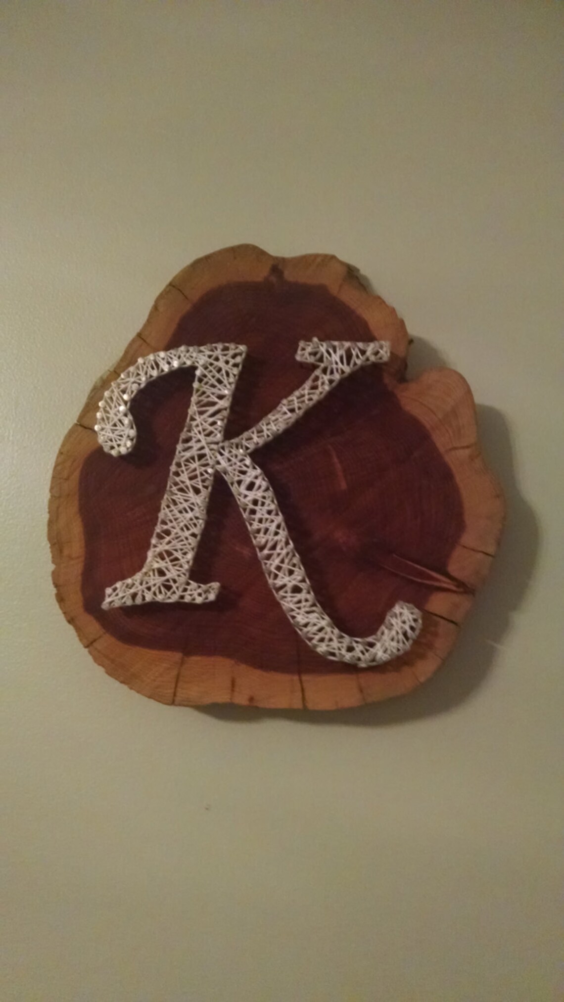 Custom Wood String Art Initial Natural Wood String Art Log Etsy