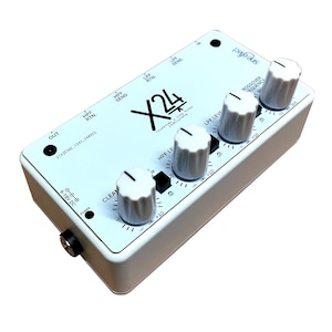 May include: White X24 stereo crossover audio effects pedal with knobs for HPF Send, HPF Return, HPF Level, LPF Level, Crossover Frequency, and Clean. The pedal has a 9-18V DC power input and a 27435361 1241.240923 serial number.