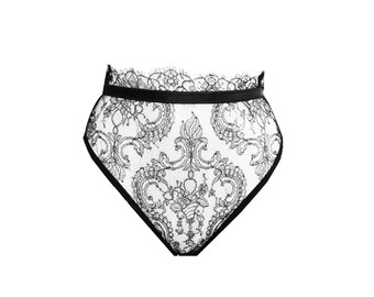 Ariana french lace luxury high waisted knickers ,valentines,  lingerie / intimates for a loved one / luxury christmas gift / handmade