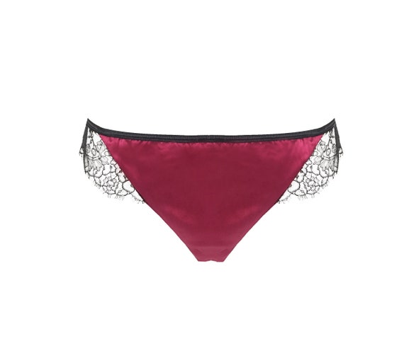Ariana French Lace and Jewel Silk Luxury Thong, Valentines, Silky