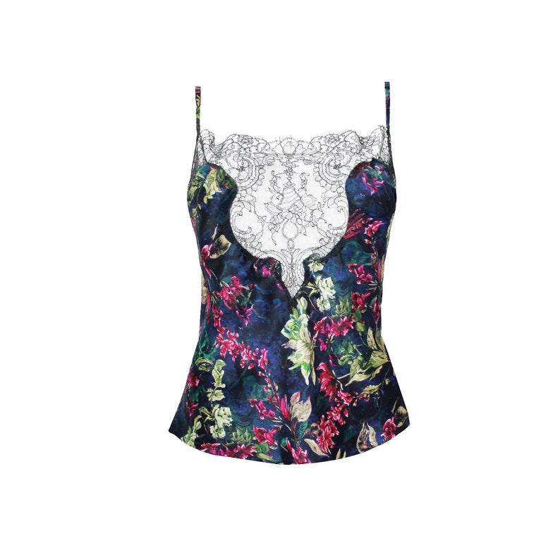 Ariana Floral Luxury Silk and Lace Camisole , Floral Cami, Silk Top ...
