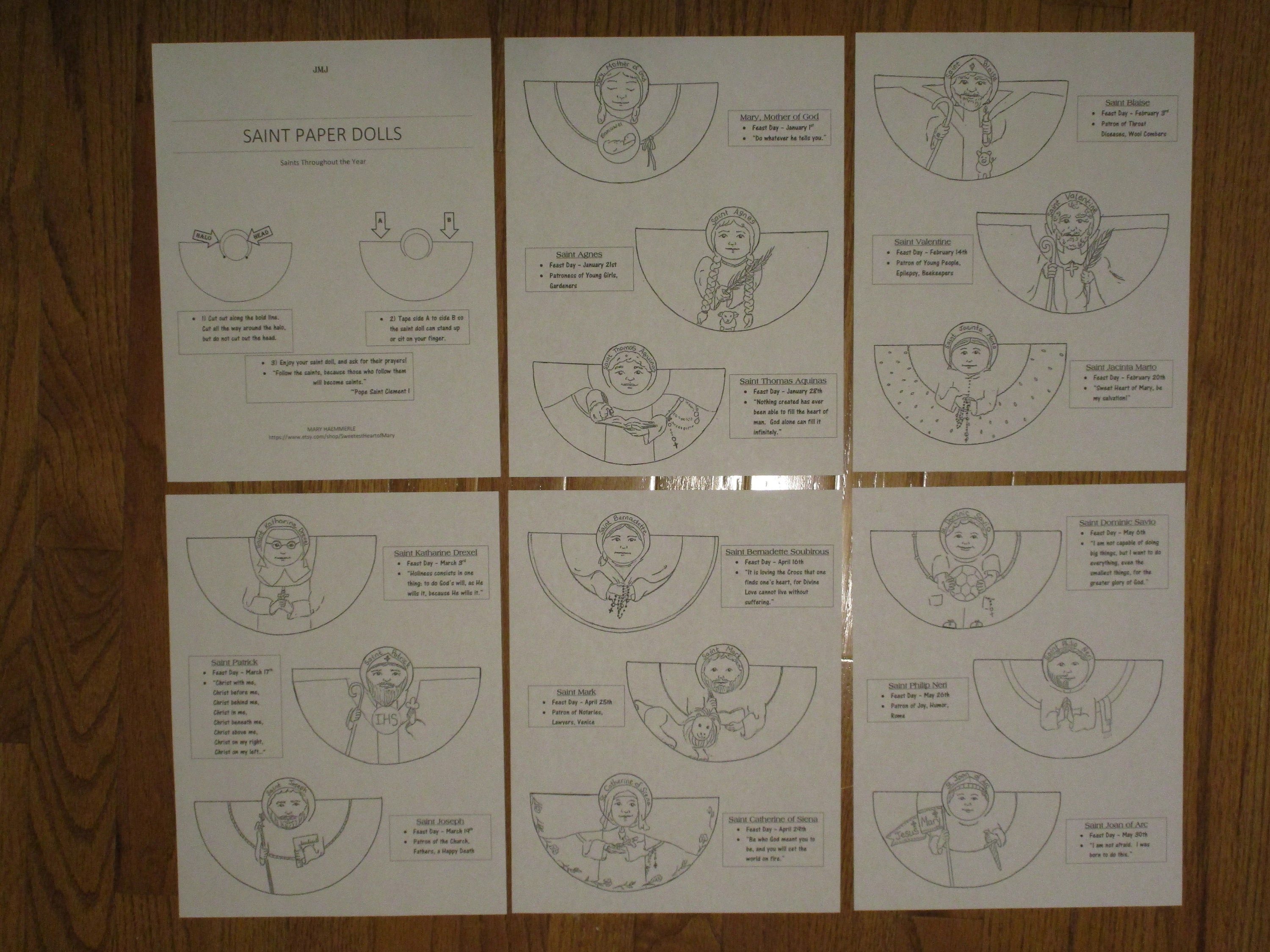 Printable Saint Paper Dolls Throughout the Year - Etsy
