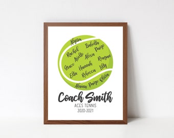 Custom Tennis Team Word Art JPEG Thank You Coach Printable - Etsy