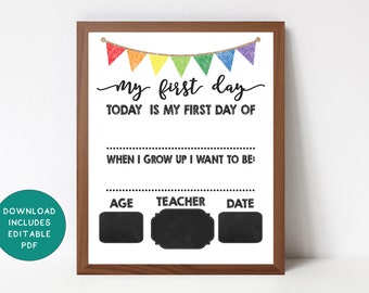 First Day of School Template Printable, JPEG Back to School Sign, 8x10 and 11x14 Back to School Board, Back to School Printable