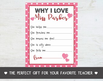 Why I Love My Teacher Appreciation Printable Art | Etsy